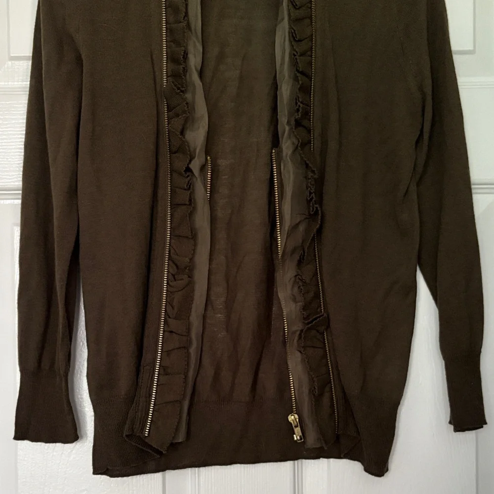 J.Crew Factory Olive Green Zipper Cardigan Size Medium